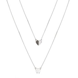 ESCAPULÁRIO CORAÇÃO EM PRATA 925 COM ZIRCÔNIA 60cm