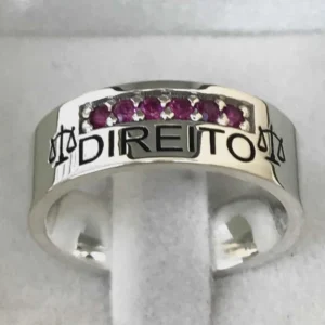 Anel De Formatura Masculino Em Prata Com Zircônias