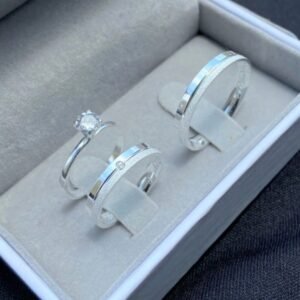 ALIANÇA 3MM - (PEDRA CENTRAL) | PRATA 950