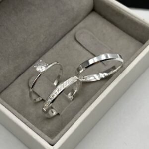 ALIANÇA 3MM CHANFRADA (C/ 15 PEDRAS EM ZIRCÔNIA) | PRATA 950