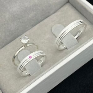 ALIANÇA 3MM (PEDRA ROSA) | PRATA 950