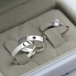 PAR DE ALIANÇA SOL E LUA 3M