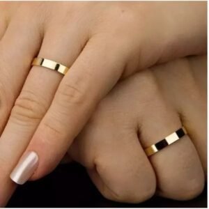 PAR DE ALIANÇA DE OURO 18K QUADRADA -3,0MM